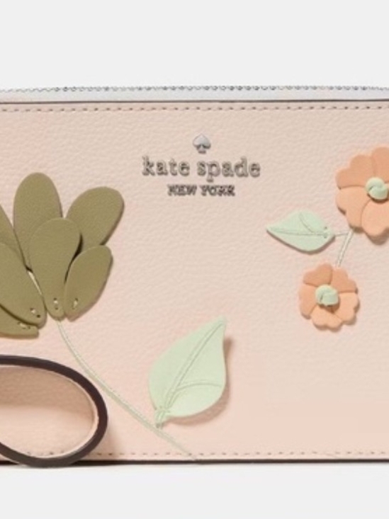 kate spade Handbags - Kate Spade Blush Pink Floral Wristlet with Sage and Peach Appliques' NWT